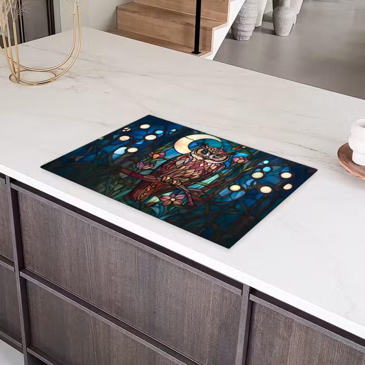 Uil - Mozaïek - Maan - Nacht Inductie beschermer vinyl 3mm klein -sfeer8