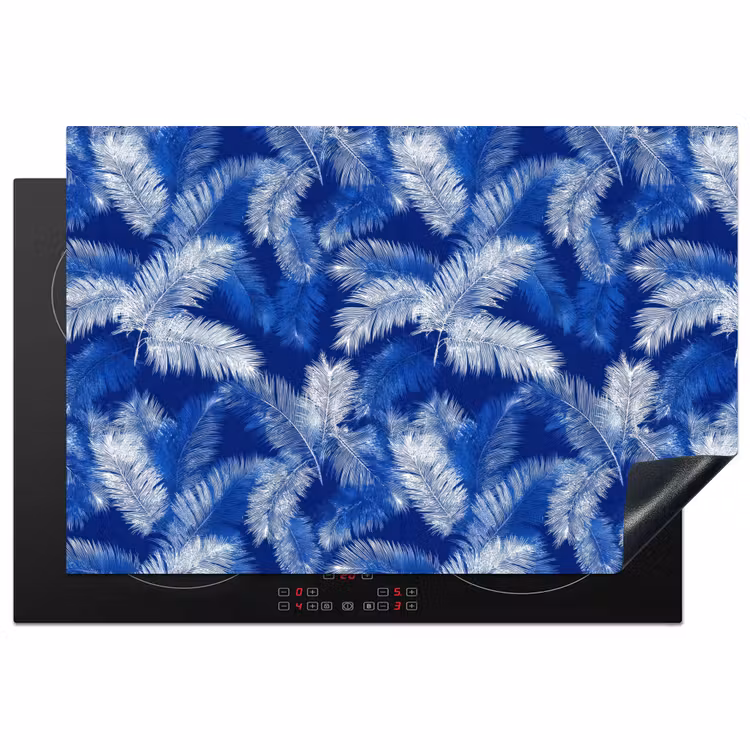 Palmblad - Patroon - Blauw Inductie beschermer vinyl 3mm klein 276 -3d