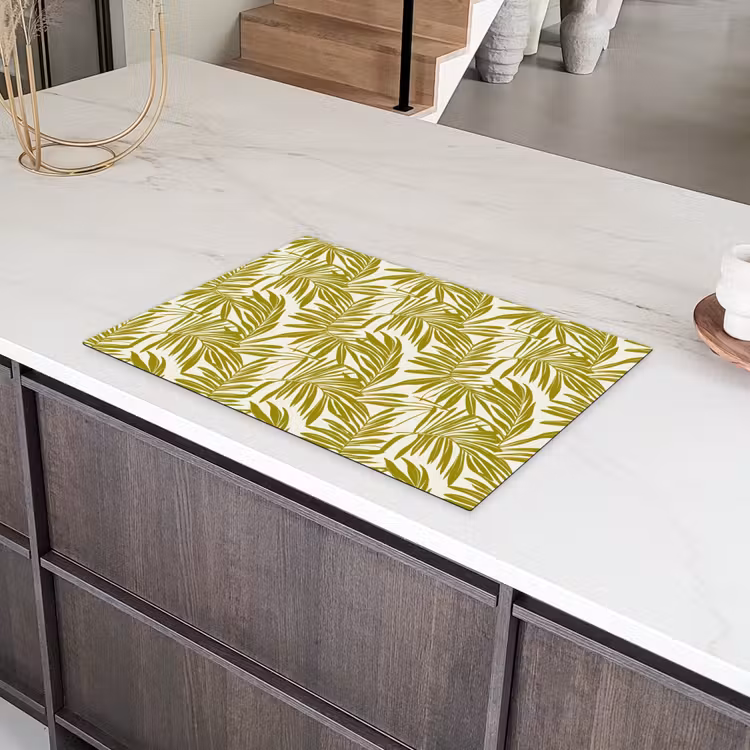Palmblad - Patroon - Groen Inductie beschermer vinyl 3mm klein 276 -sfeer8