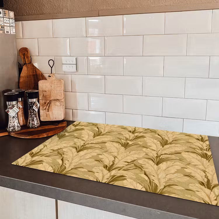Palmbladeren - Klassiek - Groen Inductie beschermer vinyl 3mm klein 276 -sfeer3