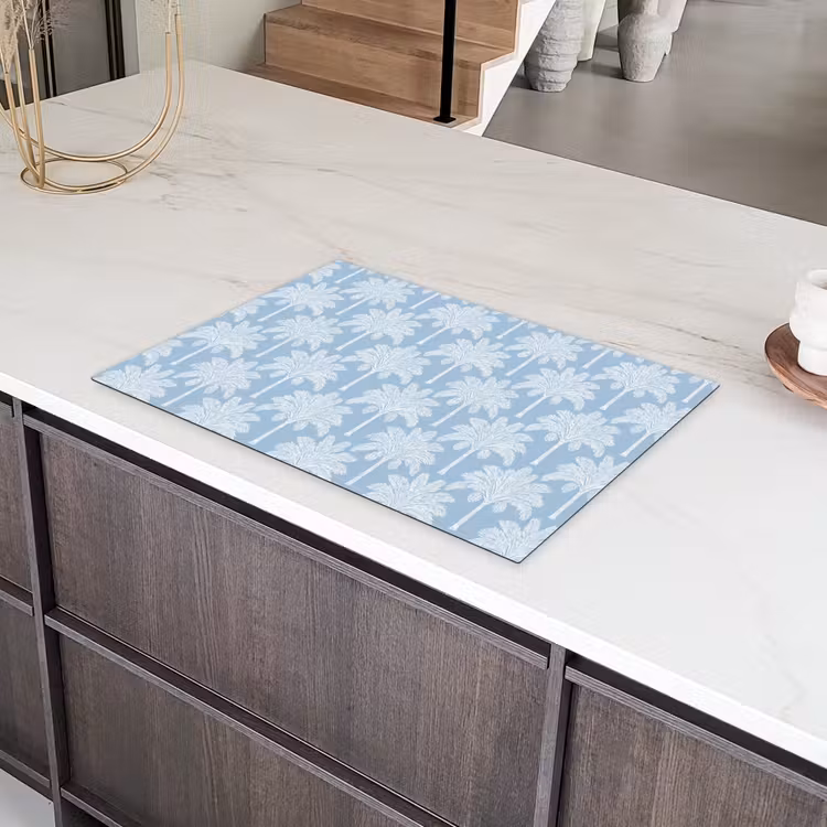 Palmboom - Modern - Blauw Inductie beschermer vinyl 3mm klein 276 -sfeer8