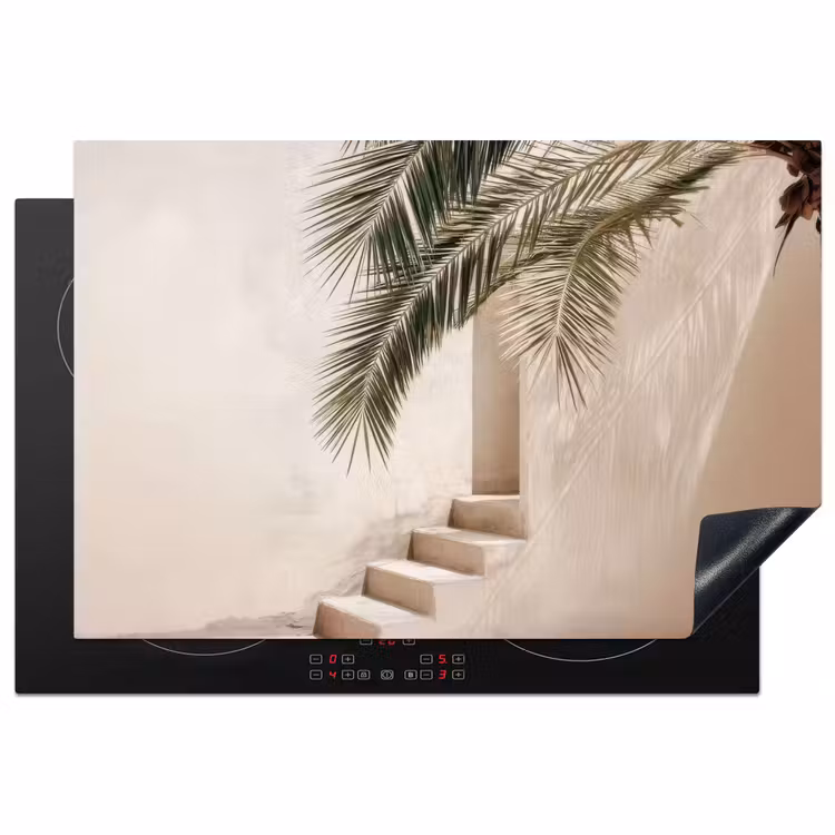 Palmboom - Schaduw - Trap - Beige Inductie beschermer vinyl 3mm klein -3d