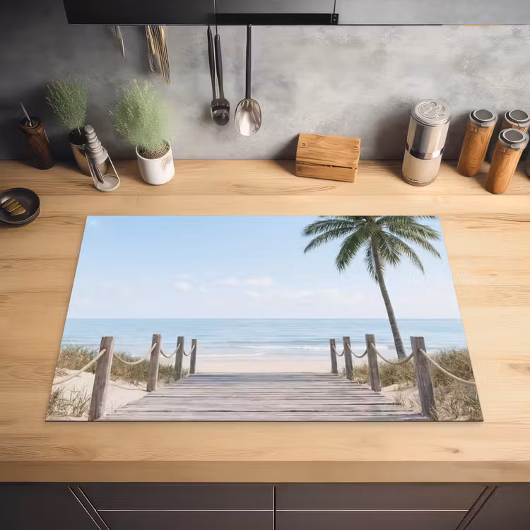 Palmbomen - Pad - Horizon Inductie beschermer vinyl 3mm klein -sfeer5