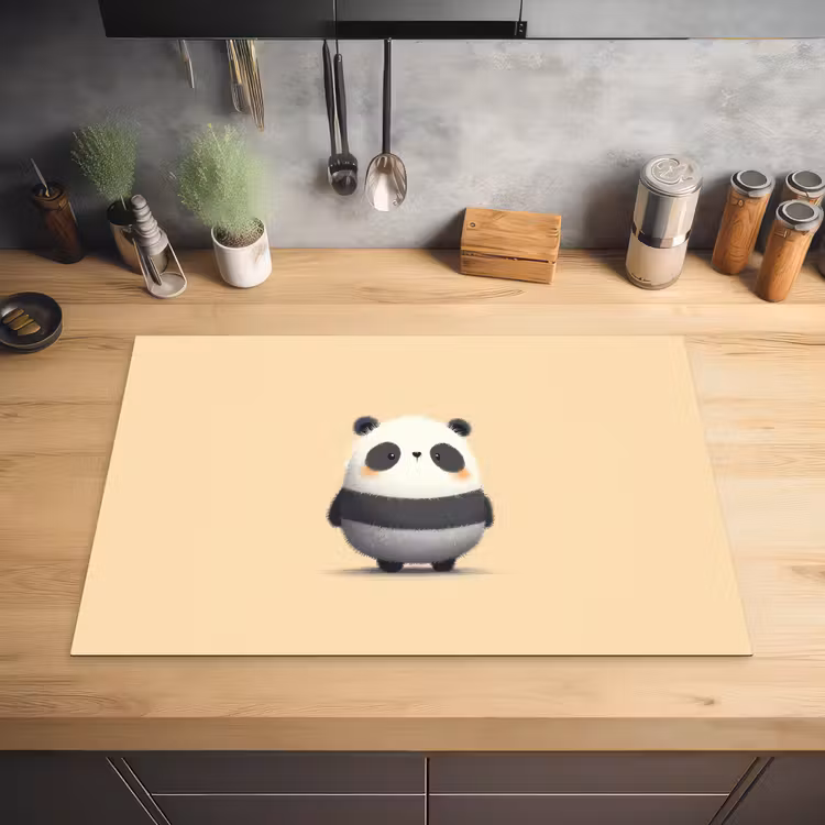Panda - Beige - Minimalistisch Inductie beschermer vinyl 3mm klein -sfeer5