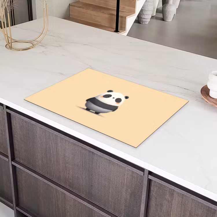 Panda - Beige - Minimalistisch Inductie beschermer vinyl 3mm klein -sfeer8