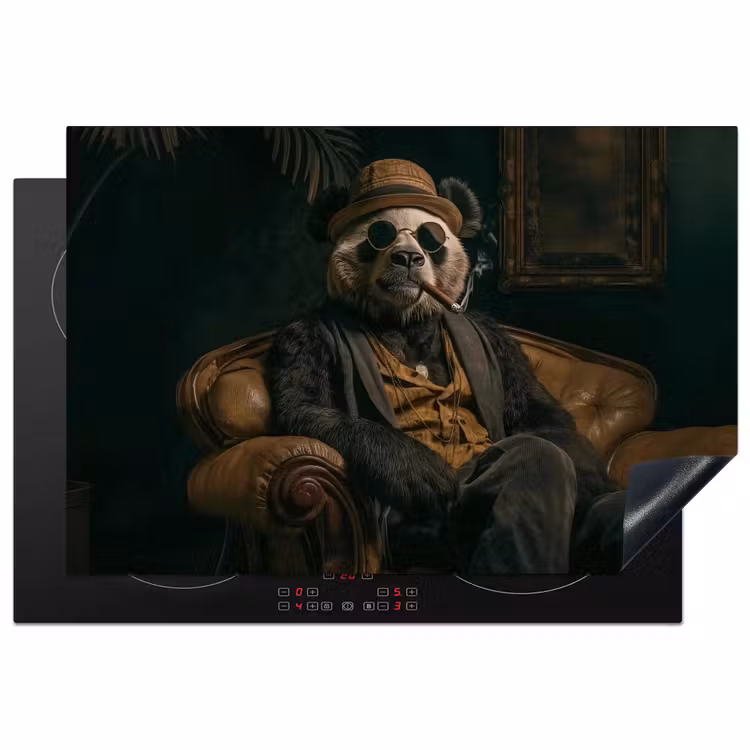 Panda - Hoed - Bril - Pak Inductie beschermer vinyl 3mm klein -3d
