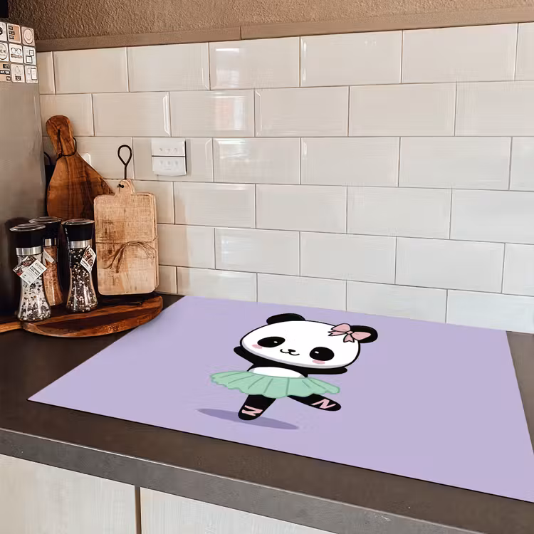 Dansende panda - Paars - Sierlijk - Kawaii Inductie beschermer vinyl 3mm klein -sfeer3