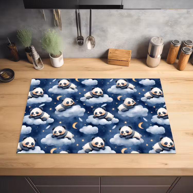 Panda's - Slapen - Blauw Inductie beschermer vinyl 3mm klein 276 -sfeer5