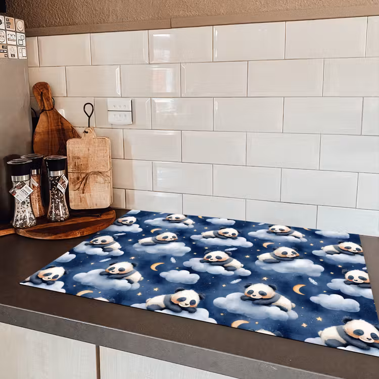 Panda's - Slapen - Blauw Inductie beschermer vinyl 3mm klein 276 -sfeer3