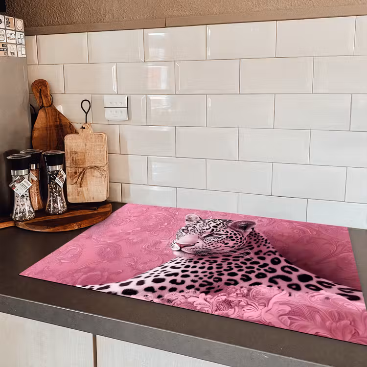 Panter - Luxe - Roze Inductie beschermer vinyl 3mm klein -sfeer3