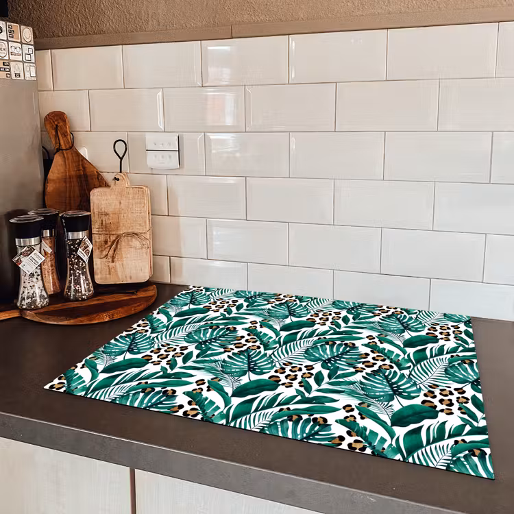 Panterprint - Bladeren - Jungle Inductie beschermer vinyl 3mm klein -sfeer3