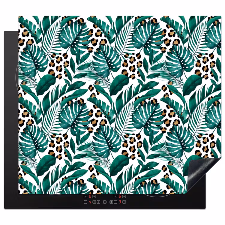 Inductie beschermer - Panterprint - Bladeren - Jungle - Afdekplaat voor kookplaat Inductie beschermer vinyl 3mm middel -3d