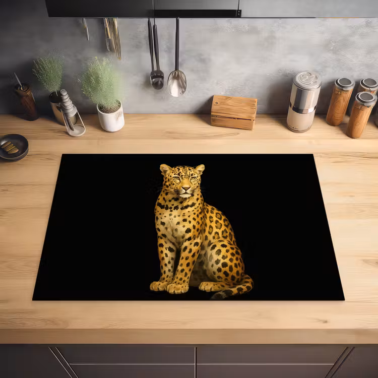 Panter - Realistisch - Bruin Inductie beschermer vinyl 3mm klein -sfeer5