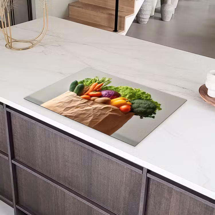 Papieren - Boodschappen - Groente - Kleurrijk Inductie beschermer vinyl 3mm klein -sfeer8