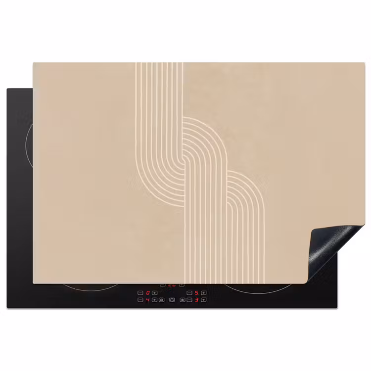 Parallelle lijnen - Lichte textuur - Beige Inductie beschermer vinyl 3mm klein -3d