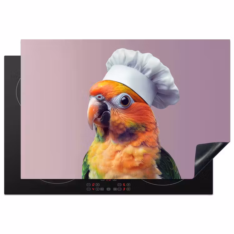 Papegaai - Koksmuts - Nieuwsgierig - Vogel Inductie beschermer vinyl 3mm klein -3d