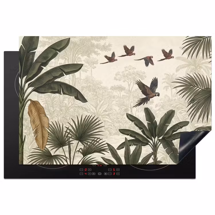Papagaaien - Jungle - Tropisch - Green Inductie beschermer vinyl 3mm klein -3d