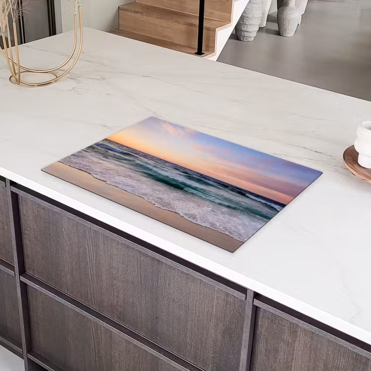 Pastelkleurige Zee bij Avondlicht Inductie beschermer vinyl 3mm klein -sfeer8