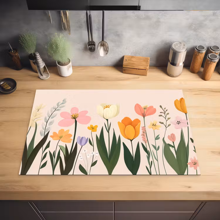 Pasteltinten - Bloemen - Illustratie Inductie beschermer vinyl 3mm klein -sfeer5