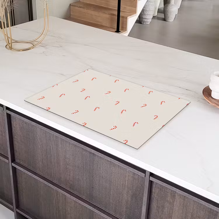 Patroon - Zuurstokken - Beige Inductie beschermer vinyl 3mm klein 276 -sfeer8
