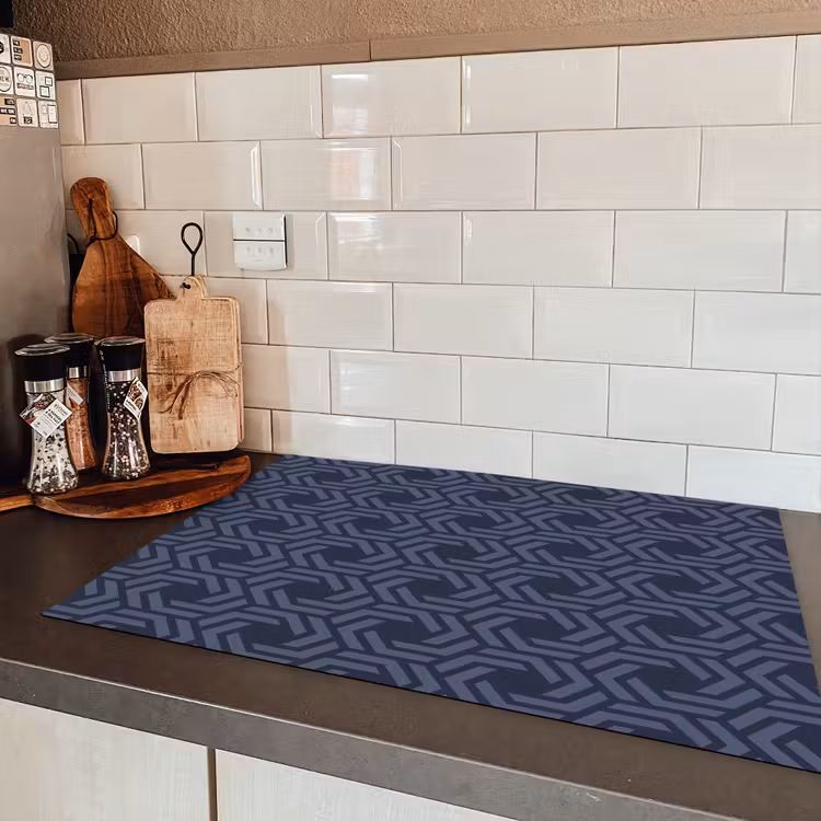 Patroon - Blauw - Geometrisch Inductie beschermer vinyl 3mm klein 276 -sfeer3