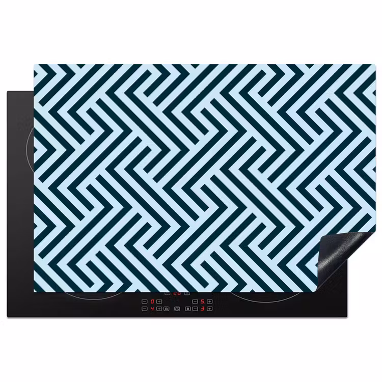 Patroon - Blauw - Lijnen - Zigzag Inductie beschermer vinyl 3mm klein 276 -3d