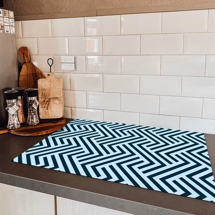 Patroon - Blauw - Lijnen - Zigzag Inductie beschermer vinyl 3mm klein 276 -sfeer3