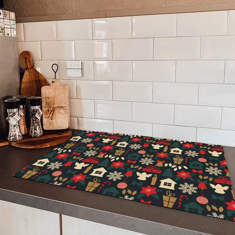 Patroon - Kerst - Symbolen Inductie beschermer vinyl 3mm klein 276 -sfeer3
