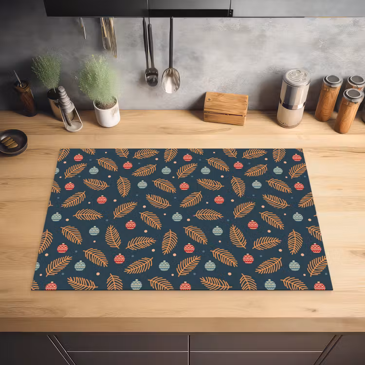 Patroon - Kerst - Symbolen - Donkerblauw Inductie beschermer vinyl 3mm klein 276 -sfeer5