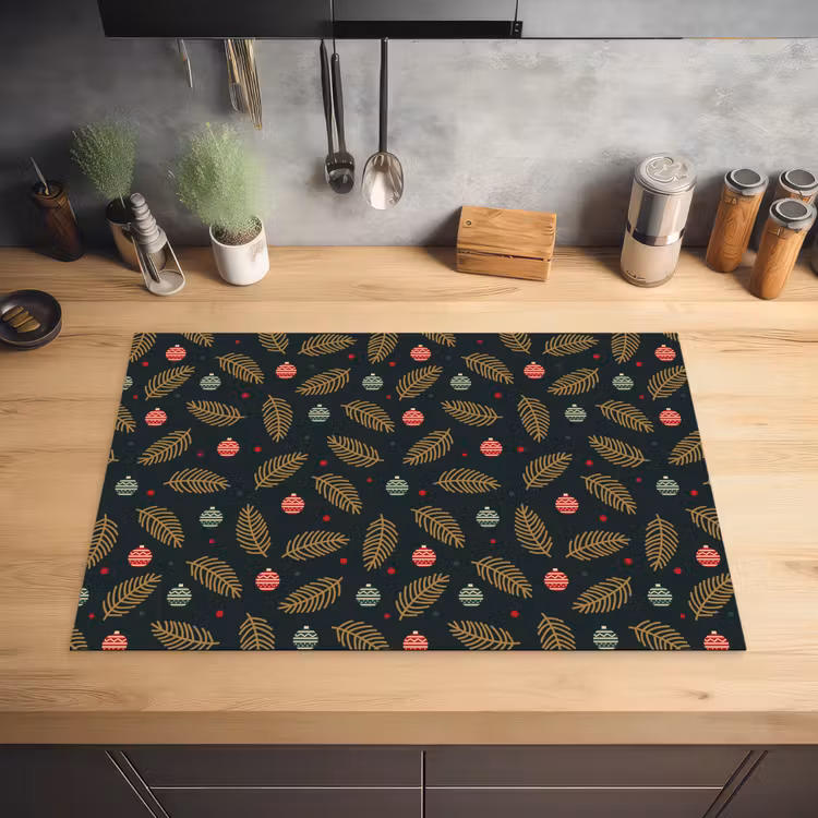 Patroon - Kerst - Symbolen - Groen Inductie beschermer vinyl 3mm klein 276 -sfeer5