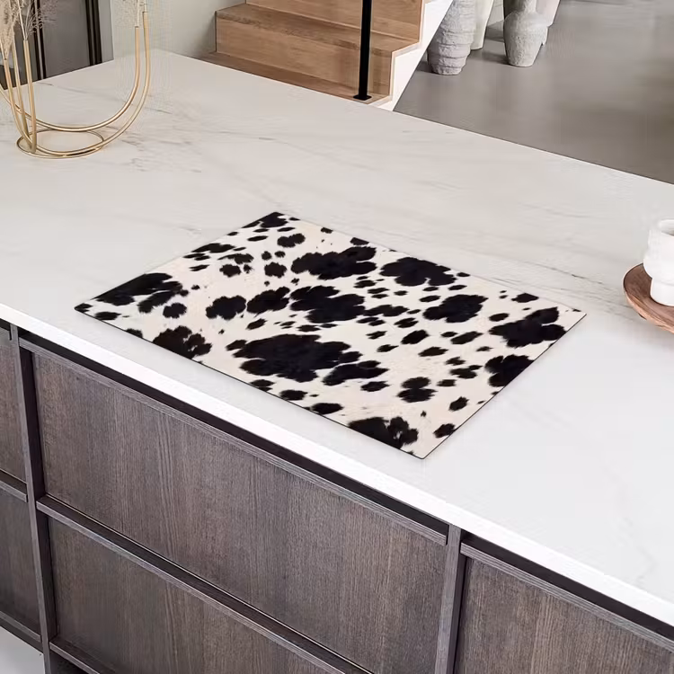Patroon - Vacht - Zwart - Wit Inductie beschermer vinyl 3mm klein -sfeer8