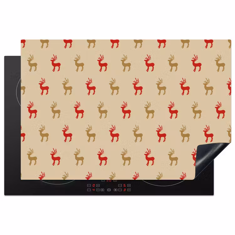 Patroon - Herten - Beige Inductie beschermer vinyl 3mm klein 276 -3d