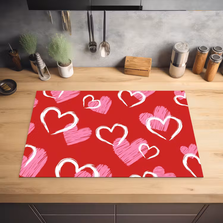 Patroon - Hartjes - Roze - Valentijn Inductie beschermer vinyl 3mm klein -sfeer5
