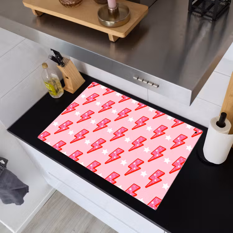 Patroon - Bliksem - Ster - Glitter - Roze Inductie beschemer met haakjes klein -sfeer1