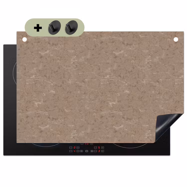 Patroon - Kalksteen - Beige Inductie beschemer met haakjes klein 777 -3d