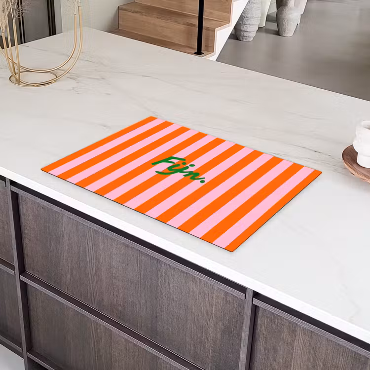 Patroon - Oranje - Fijn - Strepen Inductie beschermer vinyl 3mm klein -sfeer8