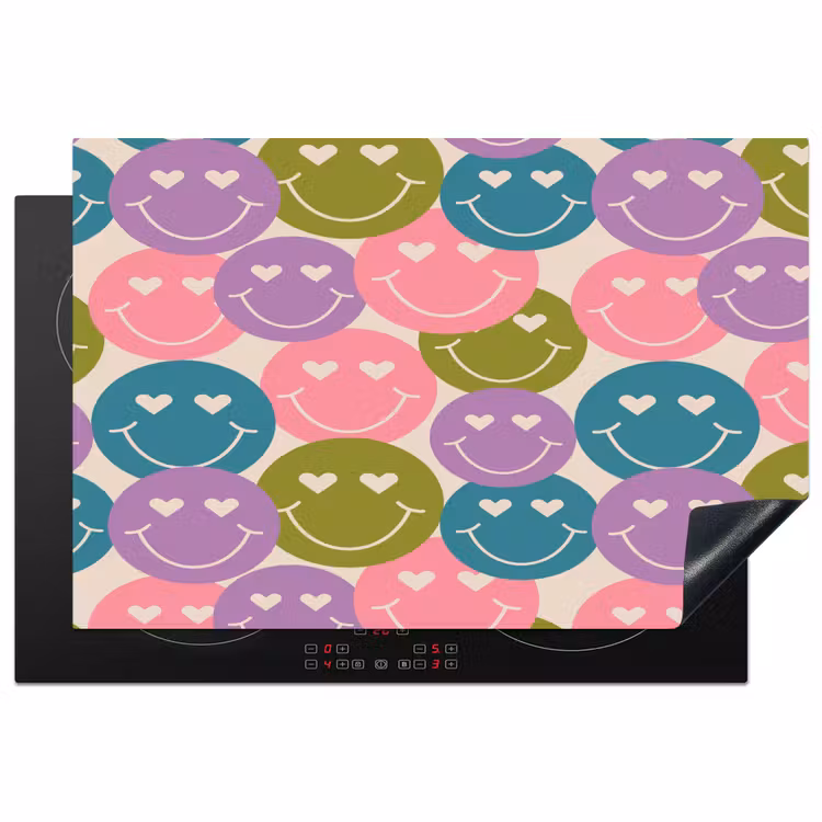 Patroon - Smiley - Kleurrijk - Hartjes Inductie beschermer vinyl 3mm klein 276 -3d