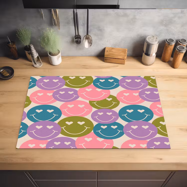 Patroon - Smiley - Kleurrijk - Hartjes Inductie beschermer vinyl 3mm klein 276 -sfeer5