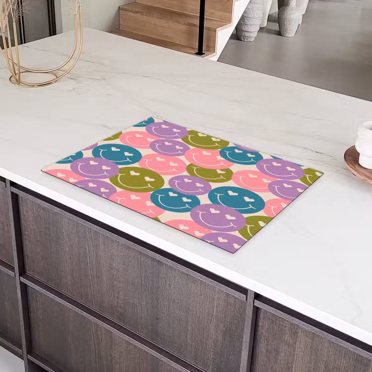 Patroon - Smiley - Kleurrijk - Hartjes Inductie beschermer vinyl 3mm klein 276 -sfeer8