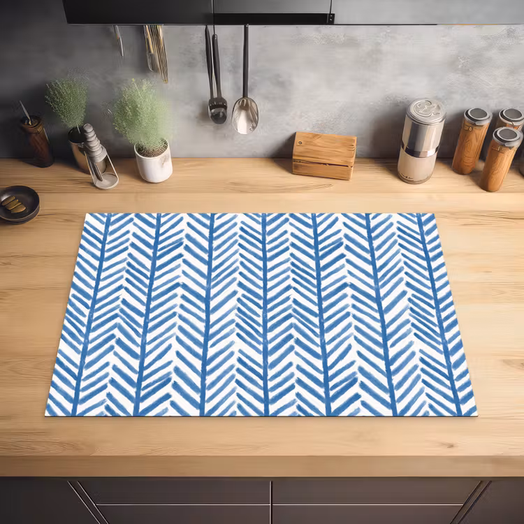 Patroon - Streep - Blauw Inductie beschermer vinyl 3mm klein 276 -sfeer5