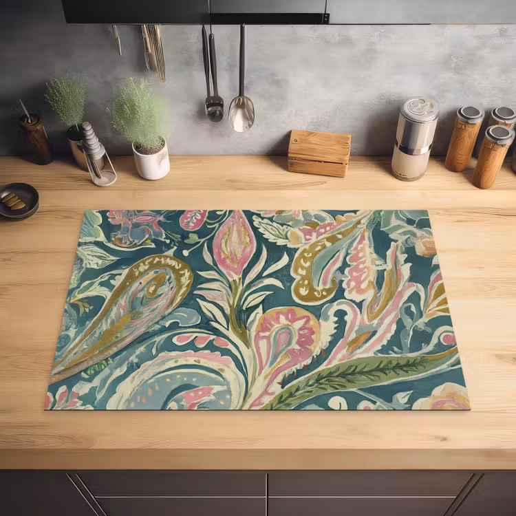Patroon - Kleurrijk - Sierlijk - Groen Inductie beschermer vinyl 3mm klein -sfeer5
