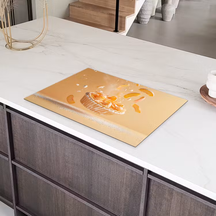 Peach - Eten - Taart - Oranje Inductie beschermer vinyl 3mm klein -sfeer8