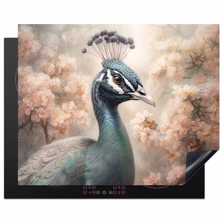 Pauw - Vogels - Bloemen - Boom - Botanisch Inductie beschermer vinyl 3mm groot -3d