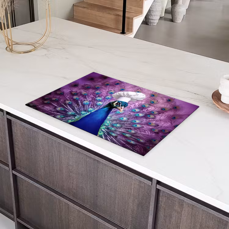 Pauw - Koksmuts - Cool - Paars Inductie beschermer vinyl 3mm klein -sfeer8