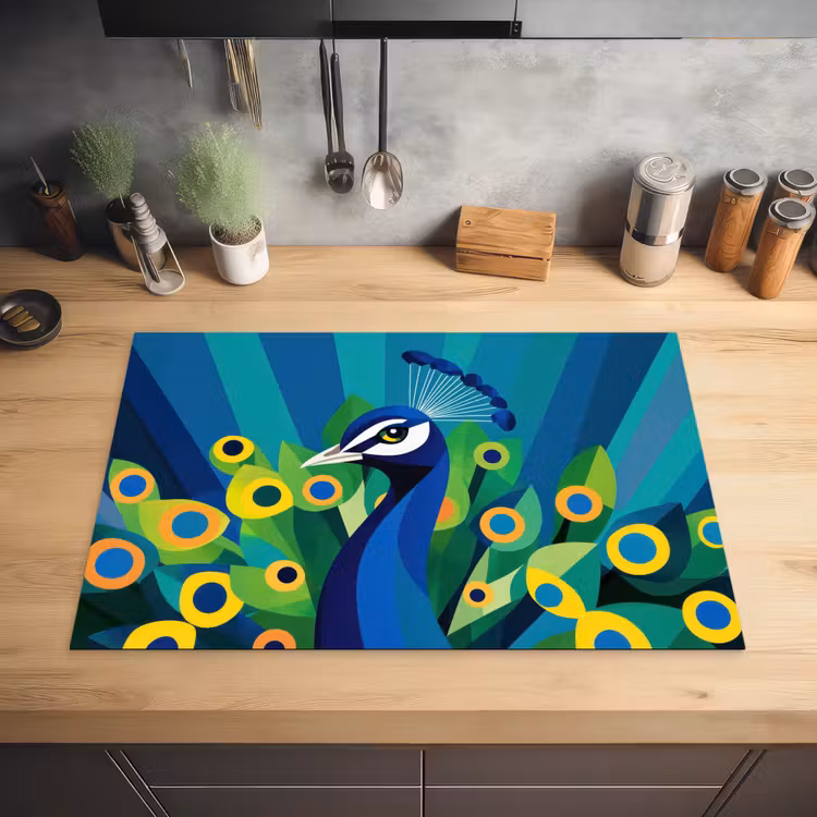Pauw - Cirkels - Blauw Inductie beschermer vinyl 3mm klein -sfeer5