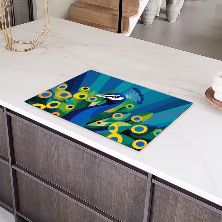 Pauw - Cirkels - Blauw Inductie beschermer vinyl 3mm klein -sfeer8