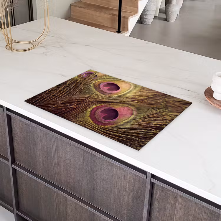 Pauw - Veren - Paars - Groen Inductie beschermer vinyl 3mm klein -sfeer8