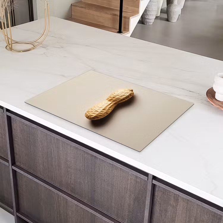 Pinda - Ruw - Beige Inductie beschermer vinyl 3mm klein -sfeer8
