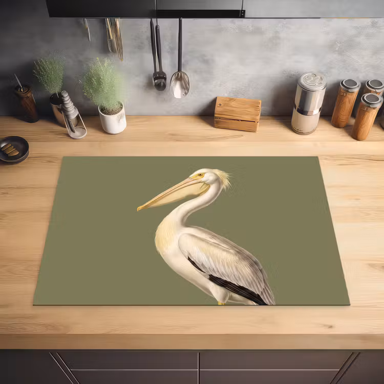 Pelikaan - Wit - Vogel - Klassiek - Natuur Inductie beschermer vinyl 3mm klein -sfeer5