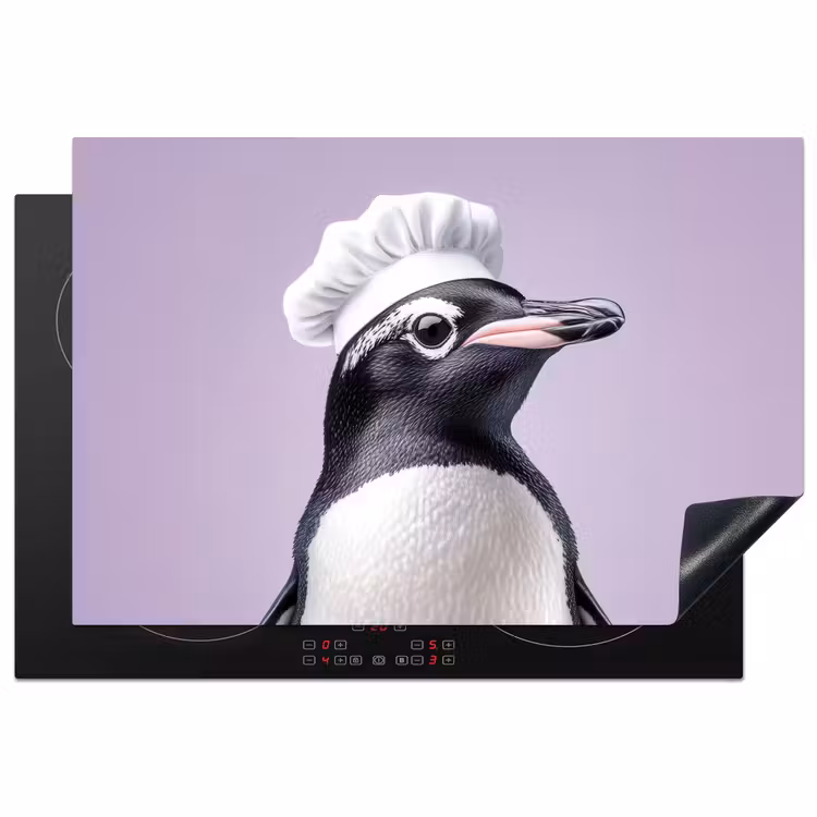 Pinguïn - Koksmuts - Lief - Paars Inductie beschermer vinyl 3mm klein -3d